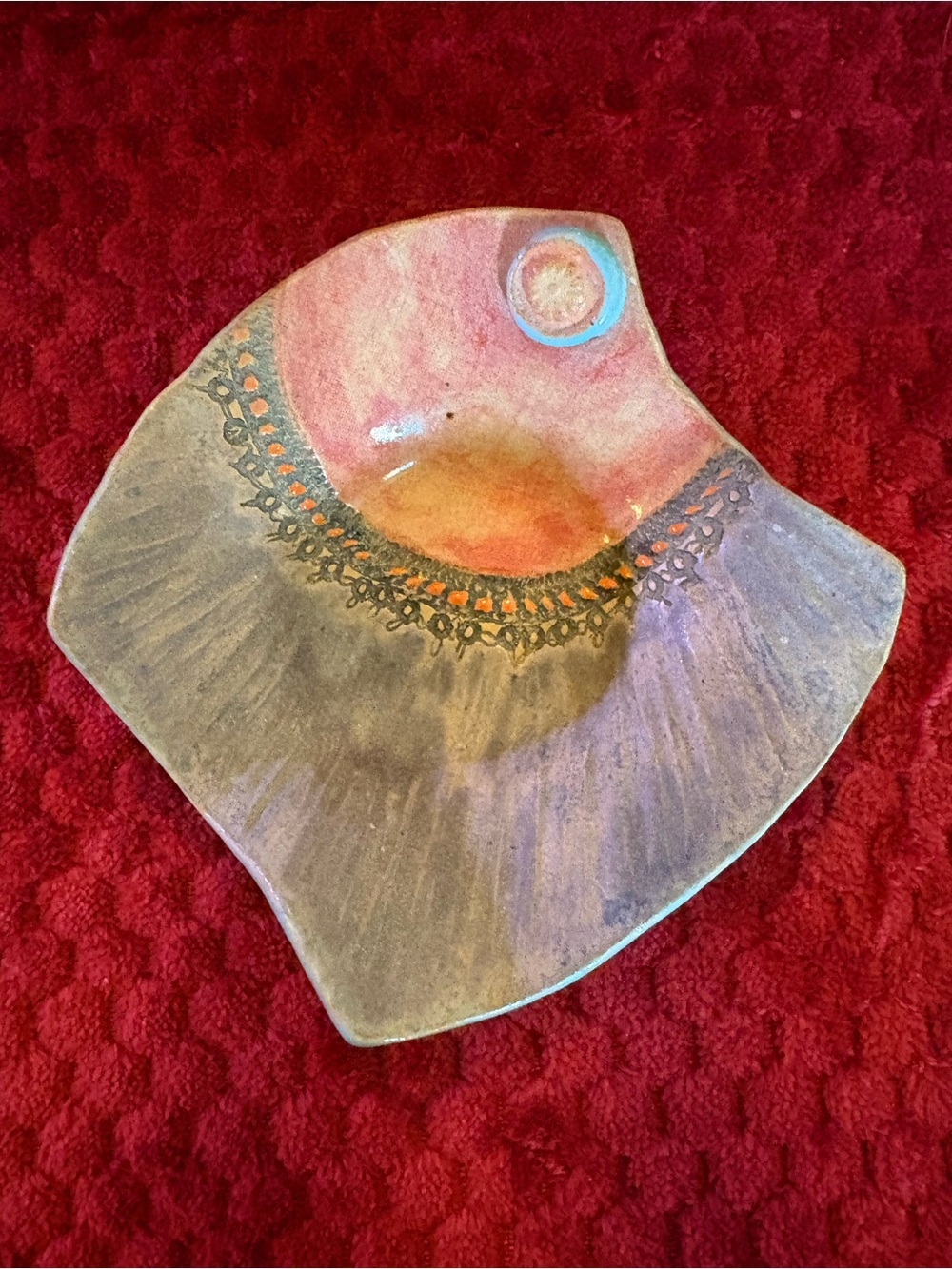 Signed Studio Pottery Figural Woman Trinket Dish Bowl Handmade 5.5” Art Ceramic